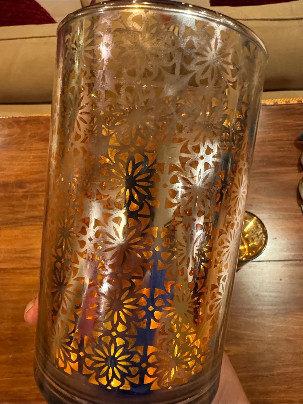 RARE Crate&Barrel Raj Hurricane + 2 Matching Votive Candle Holder Gold Silver